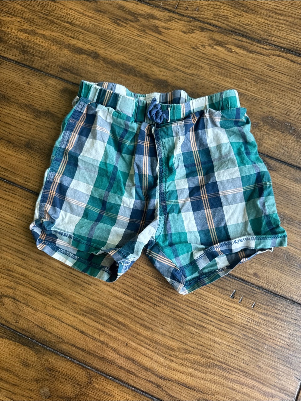 Mud Pie Plaid Pull-On Shorts in Green & Blue